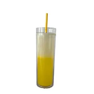 PS Straight Color Changing Plastic Travel Mug Straw Healthy Daily Life Drinkware Lidded Packaged Carton