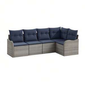 Conjunto de Sofá de Jardín de Ratán Sintético Gris, 6 Plazas, Muebles de Exterior Resistentes a la Intemperie, Diseño Contemporáneo - Product Image 1