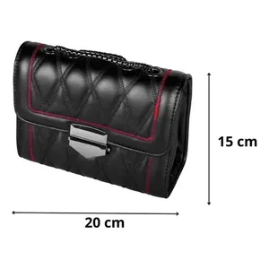 Borsa a tracolla in vera pelle Vintage bohémien da donna con bordi rossi neri con fodera in Nylon chiusura a conchiglia alla moda stile donna - Product Image 2