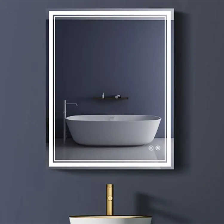 Vente en gros Miroir de courtoisie pour salle de bain miroir de douche rectangle intelligent Miroir de salle de bain Ip67 avec lumière LED