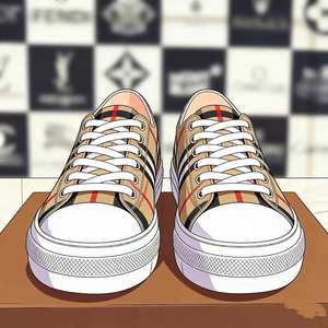 ขายรองเท้าผ้าใบลายตารางแบบคลาสสิก รองเท้าเดินแฟชั่น รองเท้าลำลองพื้นหนา กันลื่น จากโรงงานโดยตรง - Product Image 2