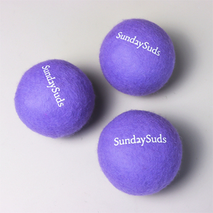 Boules de séchage en laine douces, écologiques, réutilisables, multicolores, décoratives, faites à <span class=keywords><strong>la</strong></span> main, pour adoucissant textile, couleur violet foncé - Product Image 1