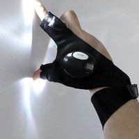 Dropshipping Shopify guantes de pesca con luz 2 dedos medio dedo reflectante visión nocturna Camping guantes para correr