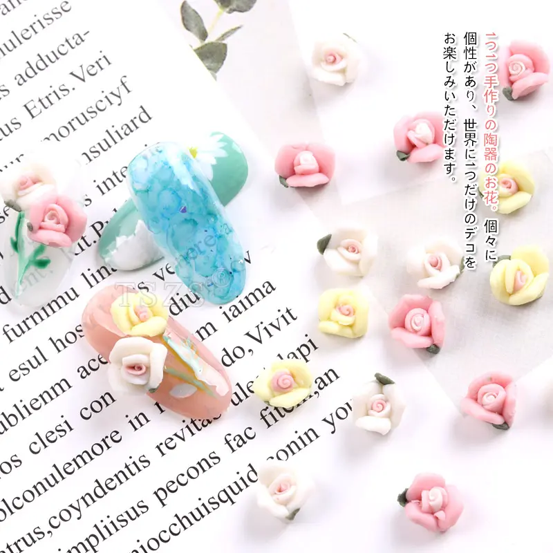 TSZS Groothandel 1000 stks/zak Bulk 8mm Keramische Rose Bloem Voor Acryl Nail Accessoires DIY Nail Art Decoratie Nagels Leverancier