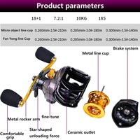 Moulinet Baitcasting 10KG Max Drag 18 + 1BB 7.2 roue de gabarit haute vitesse métal ligne tasse mer roue de gabarit pour poisson-chat basse carpe