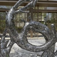 Sculpture d'arbre en miroir 3D moderne et traditionnelle en acier inoxydable, polie et réfléchissante, pour décoration extérieure de jardin, parc, place publique, centre commercial, hôtel