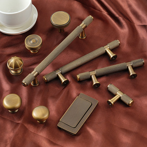 Brass Furniture <b>Handles</b> And Knobs European Style Cabinet Drawer Bar Type Durable <b>Copper</b> Material One Piece Molding - Product Image 1