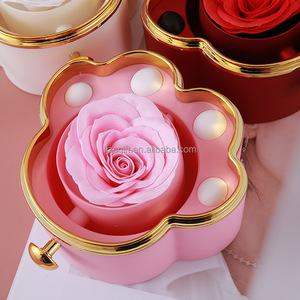 Valentine's Day Mother's Day <b>Cat</b> Paw Soap & Preserved Flower Waterproof Portable Jewelry Box - Product Image 2