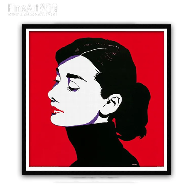 Hot Người Phụ Nữ Xinh Đẹp Màu Đen Và Trắng Tranh Sơn Dầu Với Pop-Phong Cách Nghệ Thuật Của Audrey Hepburn