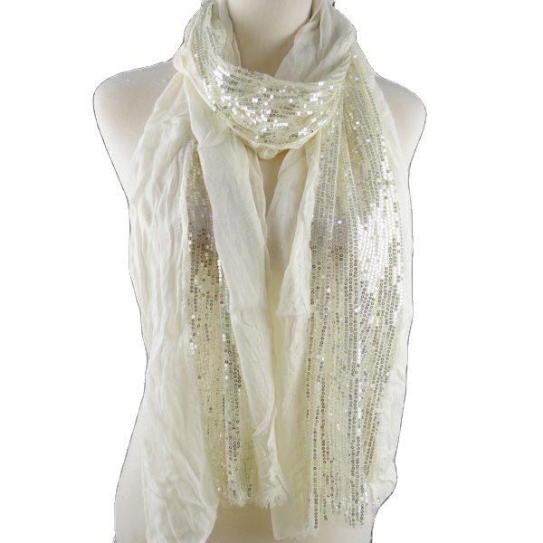 Silver Sequin White Sequin Scarf Small Scarf With Fashionable