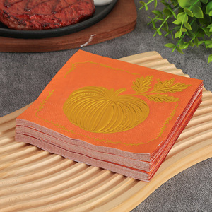 Pumpkin Pattern <b>Paper</b> Napkins 12.5x12.5cm Three Layer Printed Thanksgiving Party Use 20 Sheets Per Pack - Product Image 4