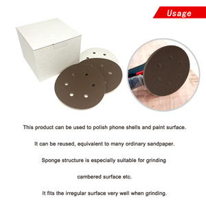 Disque de ponçage en mousse rouge de 6 pouces à 6 trous avec fixation auto-agrippante, abrasif, pour ponçage humide et sec, pour le polissage du métal et du bois - Product Image 5