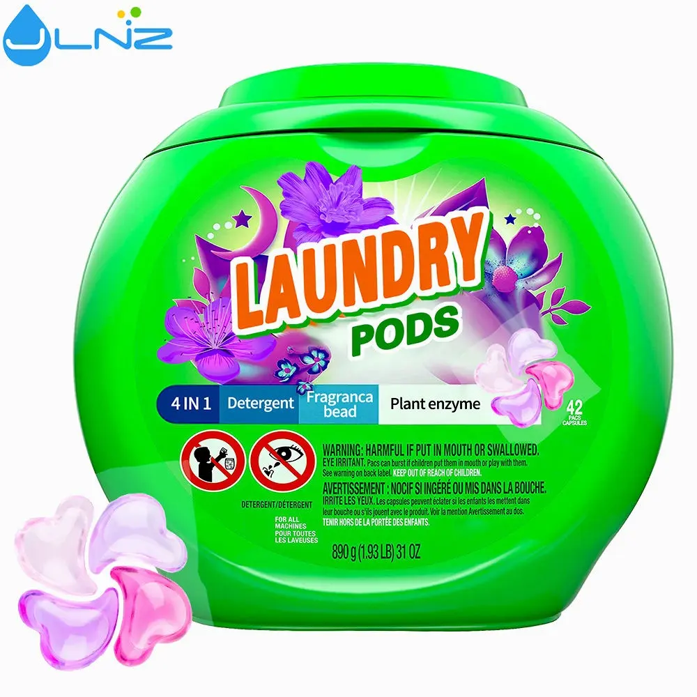 Oem nhãn hiệu riêng giặt chất tẩy rửa vỏ bán buôn rửa viên nang Pod 4 in1 hạt giặt may mặc làm sạch chất lỏng Gel pinegel