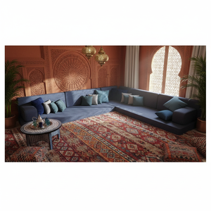 Personalizable tradicional árabe Majlis marroquí piso sofá conjunto en forma de U y opciones en forma de L disponibles - Product Image 3