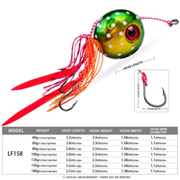Appâts de pêche en mer Tai Rubber Head Snapper 180g, jig coulissant Kabura, plomb de plongée en 40g 60g 80g 100g 120g 150g 180g 200g