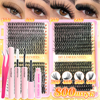 Lot de faux cils en poils synthétiques grande capacité, style russe épais, pour l'export, 30D-60D, boîte individuelle