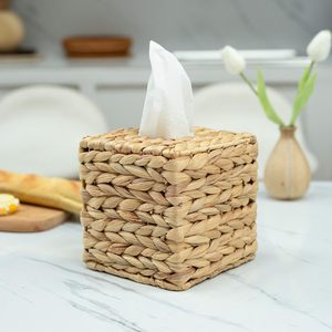 Soporte de mimbre de jacinto de agua ecológico, cesta de almacenamiento de escritorio de madera, organizador para servilletas, mesa, coche y uso en la cocina - Product Image 6