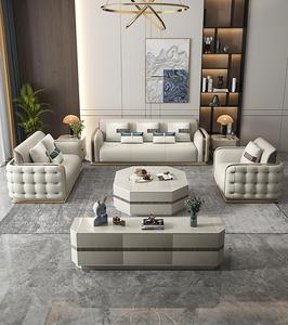 Sofá Seccional Contemporáneo Tapizado en Cuero Artificial con Cojín de Espuma Estilo Victoriano para Sala de Estar - Product Image 3