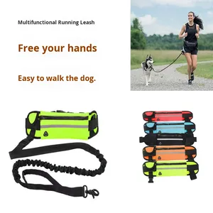 Tali Anjing Bebas Tangan Dengan Tas Lari Sabuk Pinggang yang Dapat Disesuaikan Pegangan Berlapis Ganda Tali Bungee Reflektif untuk Berjalan, Jogging, dan Mendaki dengan Anjing - Product Image 2