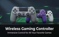 Control Remoto Inalámbrico P4 con Joystick, Barra de Luz de Función Completa, Vibración de Motor Dual, Giroscopio, Diseño Delgado para PS2, PC y Juegos Móviles