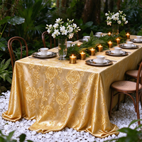 Nappe de table en polyester jacquard de luxe à motif floral, lavable, infroissable et résistante à la chaleur pour mariage, banquet et fête