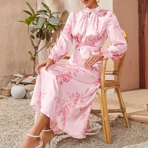 Женское ажурное платье с длинным рукавом, Цветочная юбка, весна-осень, модель 2022, R30077S