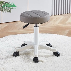<span class=keywords><strong>Tabouret</strong></span> de bar <span class=keywords><strong>blanc</strong></span> réglable en hauteur Wayon avec base pivotante et roulettes pour îlot de cuisine, bureau ou usage commercial - Product Image 3