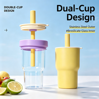 Bouteille d'eau colorée en acier inoxydable 304 à double paroi de 620 ml avec doublure en verre, tasse à café de voyage avec logo personnalisé