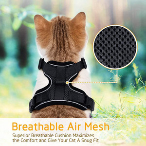 Set di imbracatura e guinzaglio per gatti imbracatura per gilet regolabile per gatti a prova di fuga traspirante con filo di sicurezza a striscia riflettente pet harne - Product Image 2