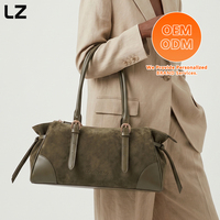 Tas Selempang Wanita LZ Custom Logos, Bahan Kulit Suede Elegan, Premium, Retro, Kulit Asli, Cocok untuk Kerja dan Perjalanan