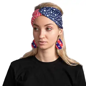 Ikat kepala bendera Amerika Patriot merah putih dan biru USA Bandana bintang dan garis aksesoris rambut Patriot Day