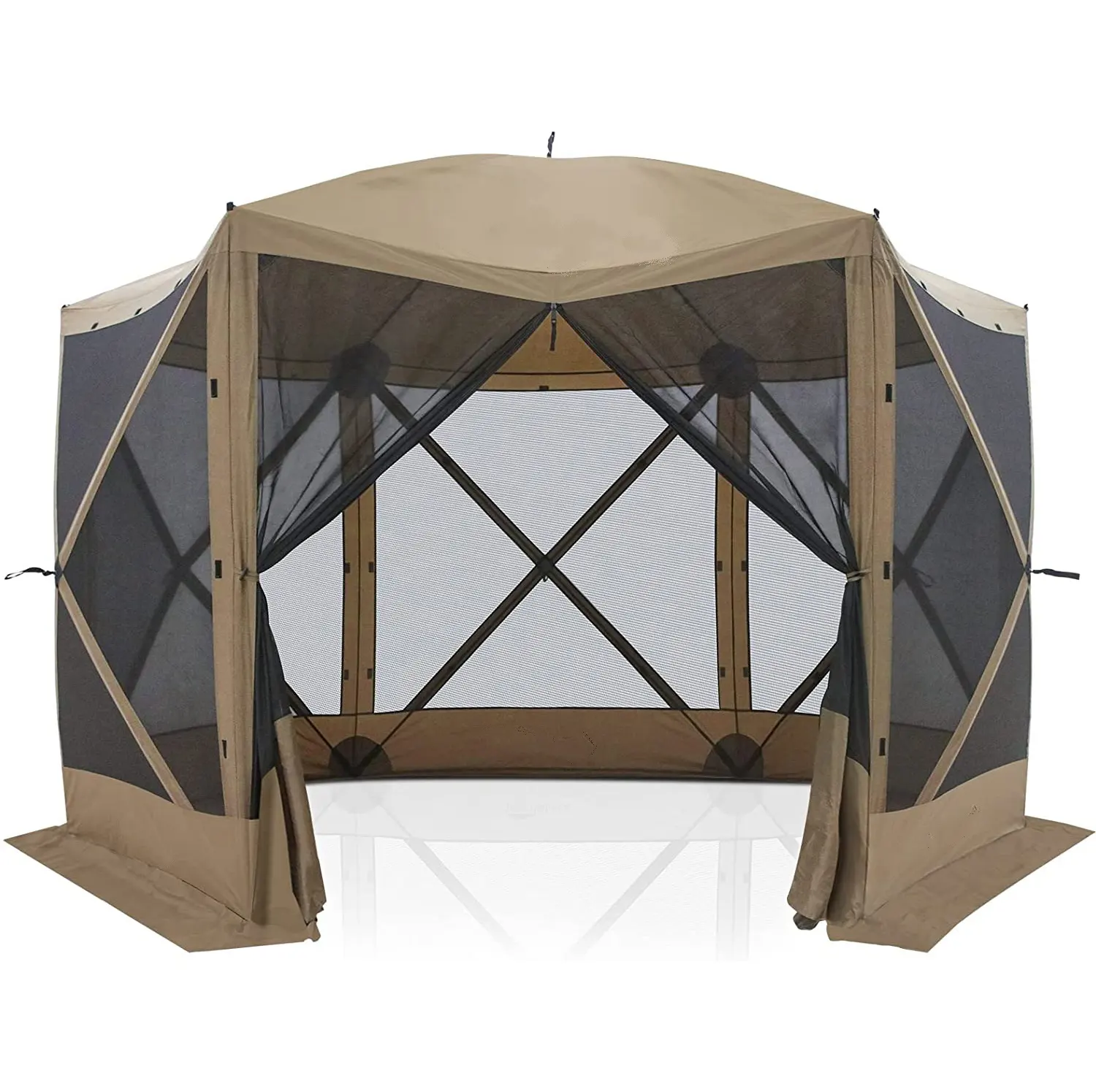 Tenda Portabel Muncul, Tempat Berlindung Berkemah Instan Luar Ruangan Layar Gazebo Tenda Kanopi 6 Sisi Rumah