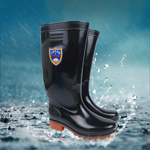 Botas de Lluvia de Caña Alta para Hombre, Impermeables, de Goma, para Trabajo, Minería, Antideslizantes, Color Sólido, Tacón Bajo, Negro 902 - Product Image 1