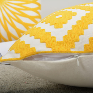 Modern Yellow Geometric Embroidered Pillow Case Square Home Decor Cushion <b>Cover</b> <b>Throw</b> Pillowcase For <b>Sofa</b> Bedroom - Product Image 3