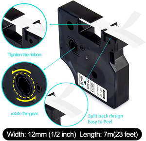 Boyeezon Label Factory 24mm X 7m Blanco sobre negro 53721 Cinta de etiquetas <span class=keywords><strong>Dymo</strong></span> D1 compatible para LabelManager 350/420P/<span class=keywords><strong>450</strong></span>/450D/500TS - Product Image 4