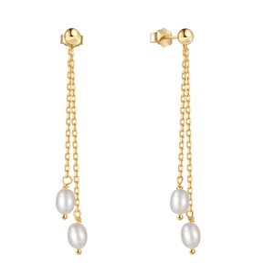 Boucles d'oreilles minimalistes CANNER plaquées or 18 carats avec perles, bijoux fantaisie, imitation perle, double pompon, pour femmes - Product Image 1
