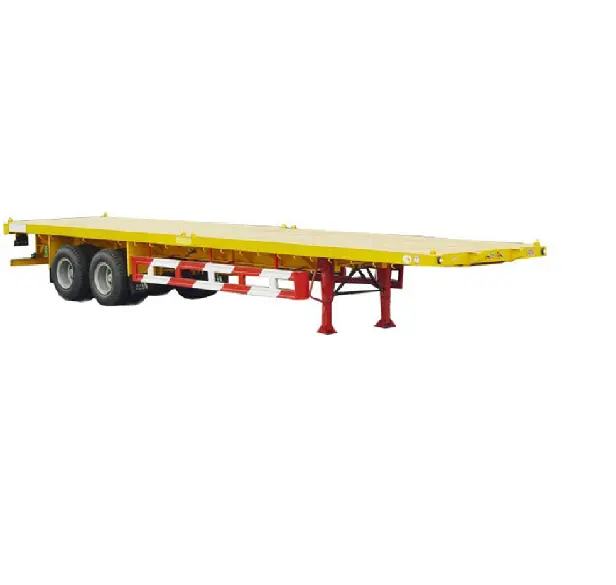 Fabrika fiyat yeni yeşil özelleştirmek 2 akslar 20ton 20ft 40ft Flatbed konteyner şasi kullanılan flatbed yarı römorklar kamyon satılık