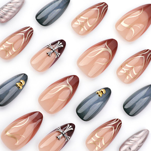 Faux Ongles à Presser Personnalisables Style Français en Gros, Motifs 3D Métal Croix Tête de <span class=keywords><strong>Mickey</strong></span> Cœur, Matériau PMMA Certifié CE, Forme Amande - Product Image 2