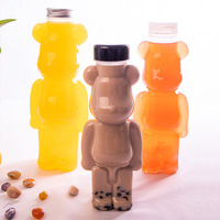 Bouteille de jus créative en forme d'ours vide de 400 ml, 500 ml, 700 ml, bouteille en plastique PET jetable pour tasse de thé au lait
