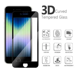 For IPhone SE 2022 13 12 Mini 11 Pro Max 6 7 8 14 XR XS 3d Full Cover 9H Hardness Tempered Glass Mobile Phone Screen Protectors