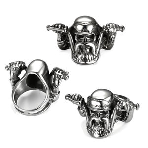 Anillo de hombre de acero inoxidable 316L, personalizado, al por mayor, antideslustre, estilo hip-hop, grueso, con calavera, para motociclistas - Product Image 1