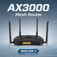 Harga Diskon AX3000 WiFi 6 Home Mesh Wireless Router AX3000 WiFi 6 Dengan OEM ODM MT7981B Kelas Enterprise CPU Dual Core 1.3GHz
