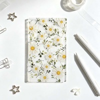 Couverture de carnet transparente Hongbo A6 Fresh Little Daisy en acrylique à 6 trous pour agenda DIY