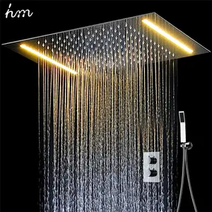Hm浴室恒温龙头淋浴嵌入式LED彩色淋浴花洒头系统手持淋浴