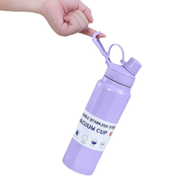 Bouteille d'eau sport isotherme en acier inoxydable 304 à double paroi de 30 oz avec logo personnalisé, poignée et fonction thermos pour les voyages en extérieur