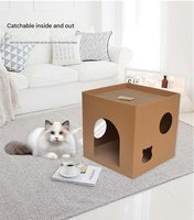 Novayapetix Maisonnette pliable écologique et sûre pour chat, cube à gratter en carton, boîte à gratter pour chaton, lit nid douillet réversible en carton ondulé
