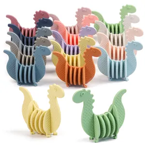 Newsun Eco Vriendelijke Nieuwe Bpa Gratis Dier Grappige Dinosaurus Kauwen Montessori Zintuiglijk Stapelen Speelgoed Siliconen Tandjes Baby Bijtring Speelgoed