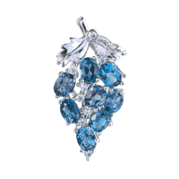 Trendy vintage stijl rhodium vergulde 925 sterling zilveren London Blue Topaz druivenhanger voor dames cadeau OEM ODM