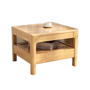 Japanese Style Solid Wood <b>Coffee</b> <b>Table</b> Square Low <b>Table</b> With Drawers Natural <b>Walnut</b> Color Living Room Side <b>Table</b> - Product Image 3