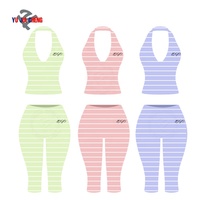 Tenues de fitness d'été Y2K : Ensemble T-shirt rayé et legging capri, débardeur dos nu décontracté en coton, deux pièces personnalisées pour le loungewear
